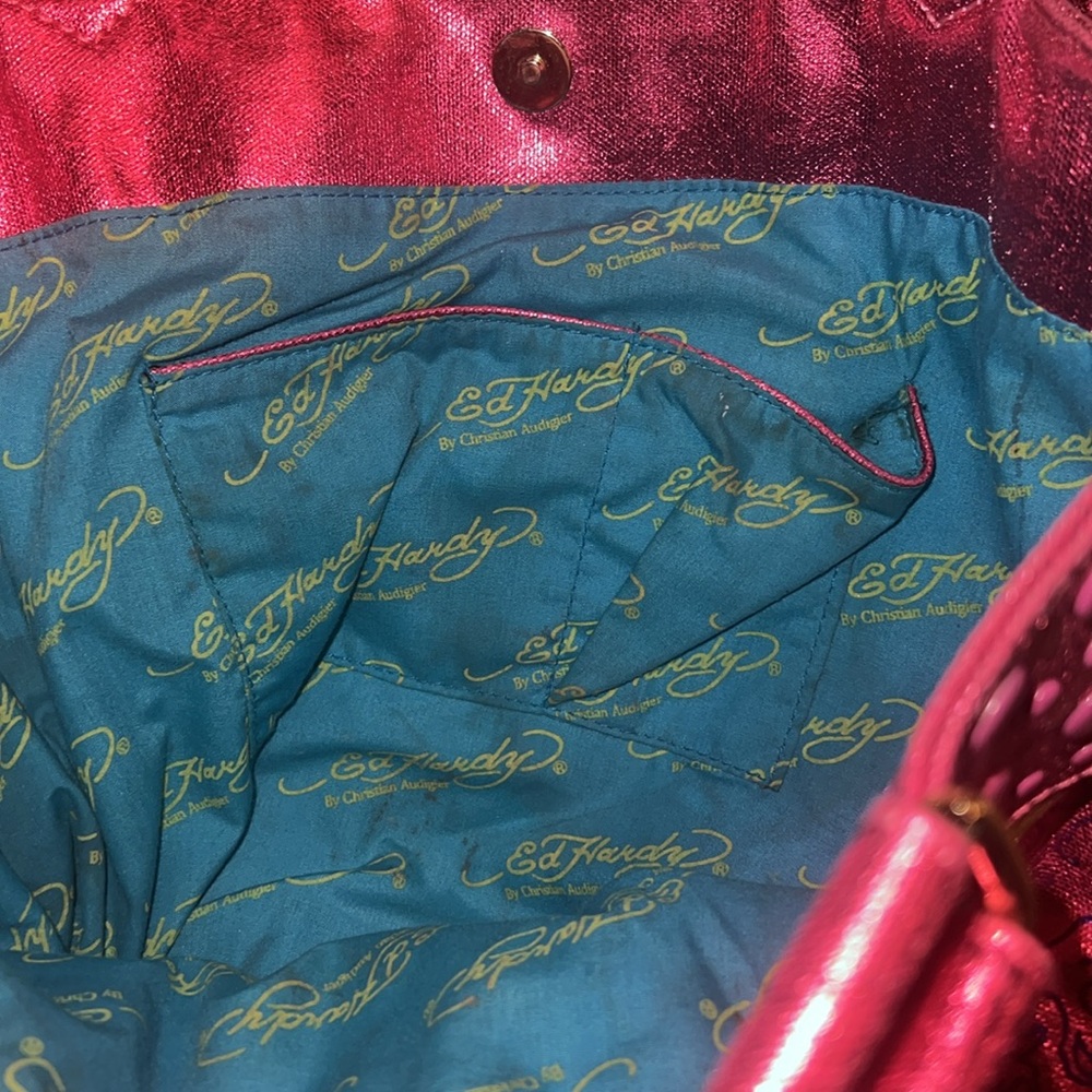 *EUC* Y2K Ed Hardy x Lisa Frank Holographic Tote by Christian Audigier - Picture 8 of 9